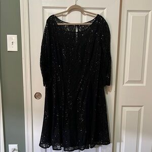 SLNY Black Lace Dress with Sequin
